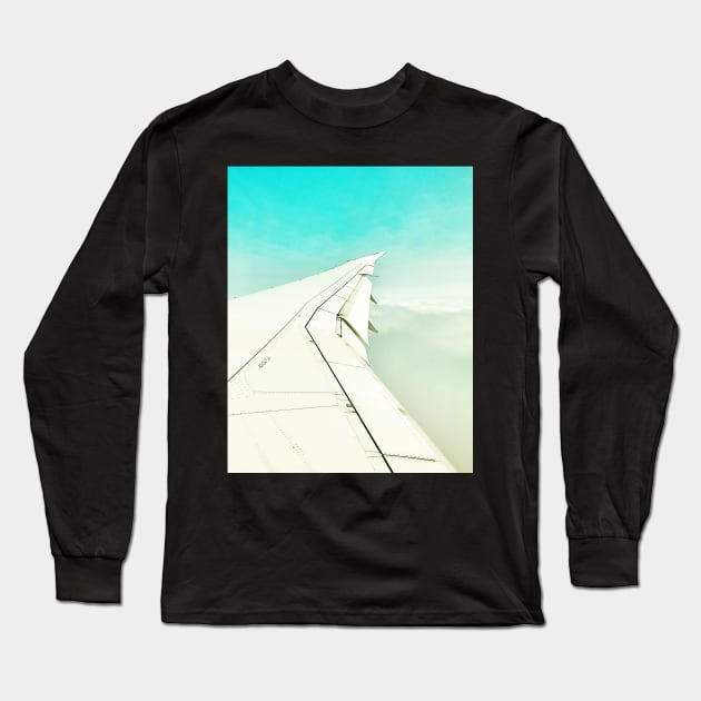 White Wing in Blue Skies Long Sleeve T-Shirt by ephotocard